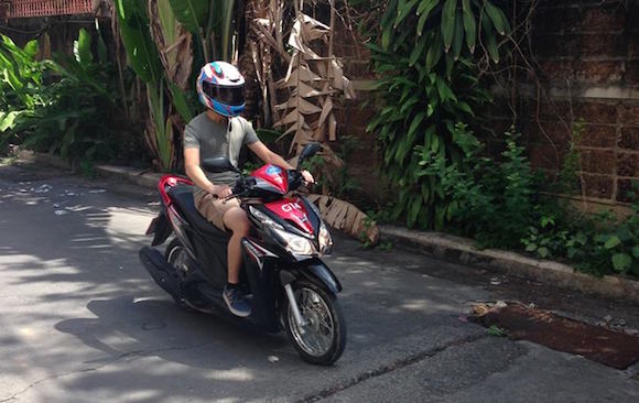 Riding a Moped